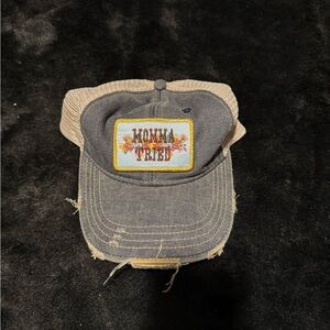 Judith March denim and Tan 'Momma Tried' Hat